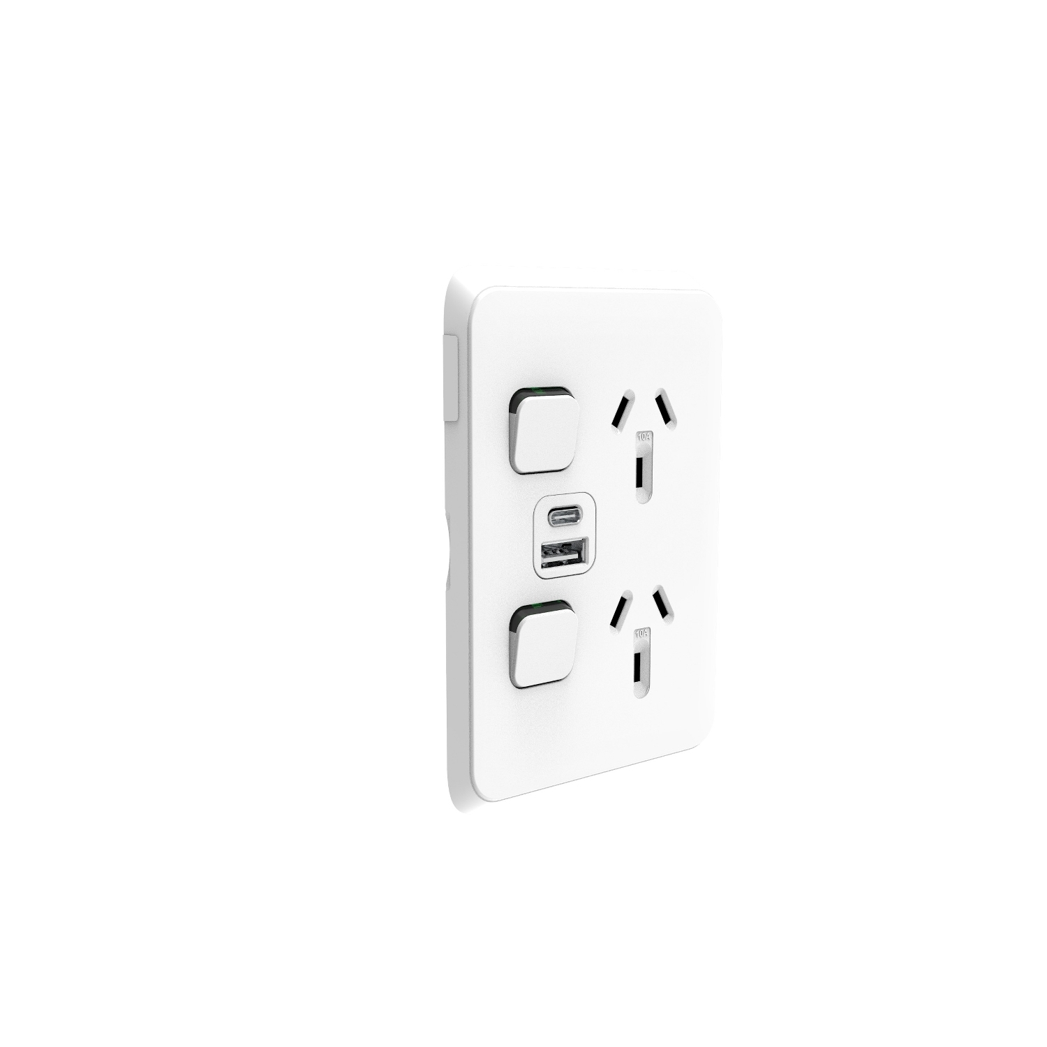 PDL392USBAC-VW - PDL Iconic Double Switched Socket 10Amp + USB A+C - Vivid White